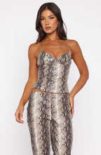 Heat Check PU Bustier Tan Snake