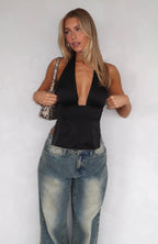 Here For Me Halter Top Black