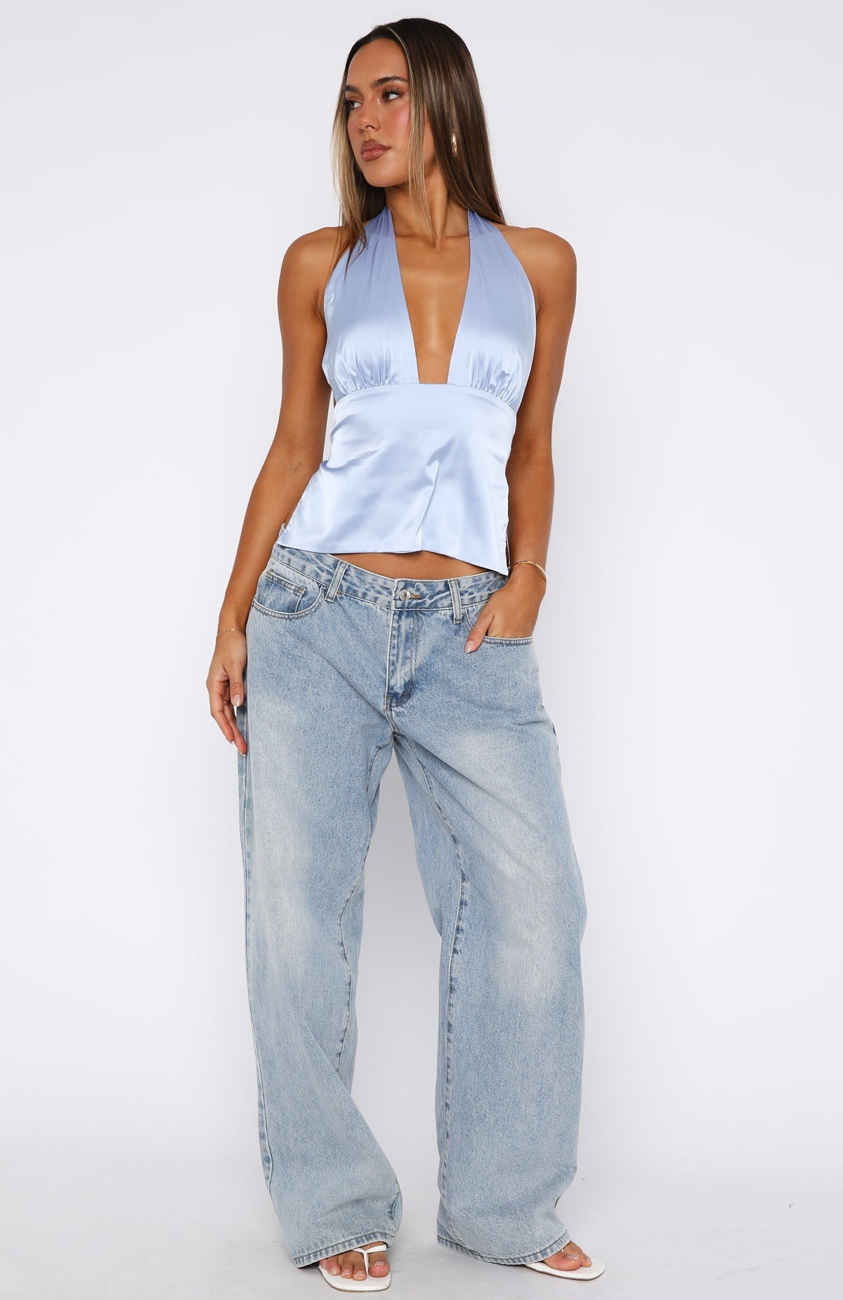 Here For Me Halter Top Blue