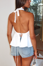 Hi Hunny Halter Top White