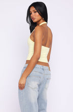 Honey Hustle Halter Top Lemon