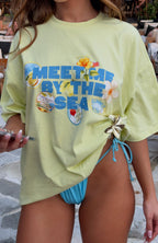 Meet Me By The Sea Oversized Tee Lime