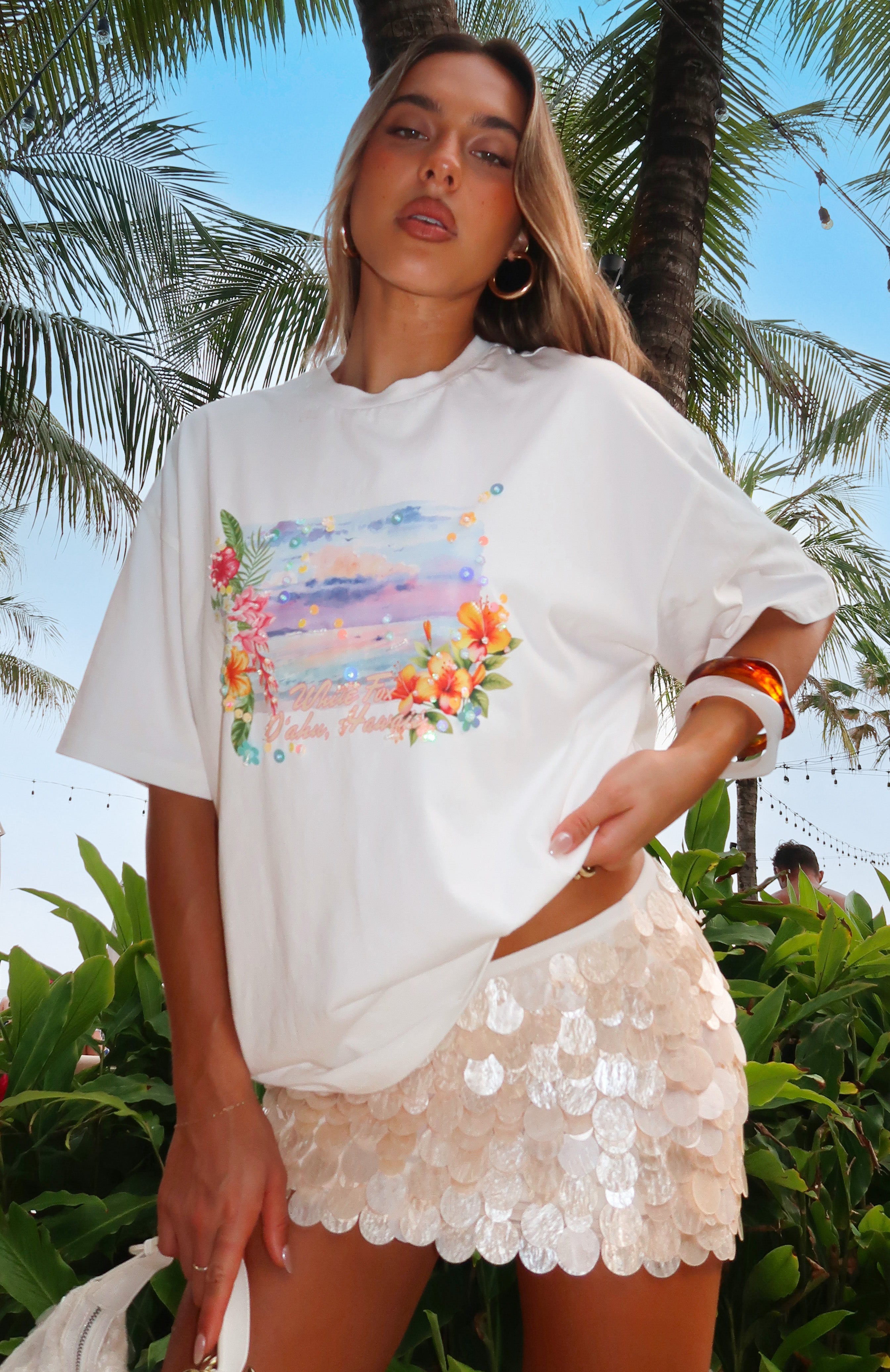 Hawaii Holiday Oversized Tee White