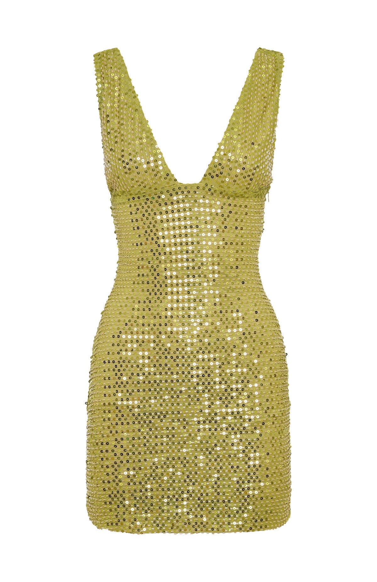 I Believe In You Beaded Mini Dress Chartreuse