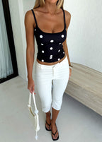 I'm The Answer Tank Top Black/White Polka Dot