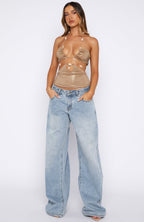 If You Know Halter Top Champagne