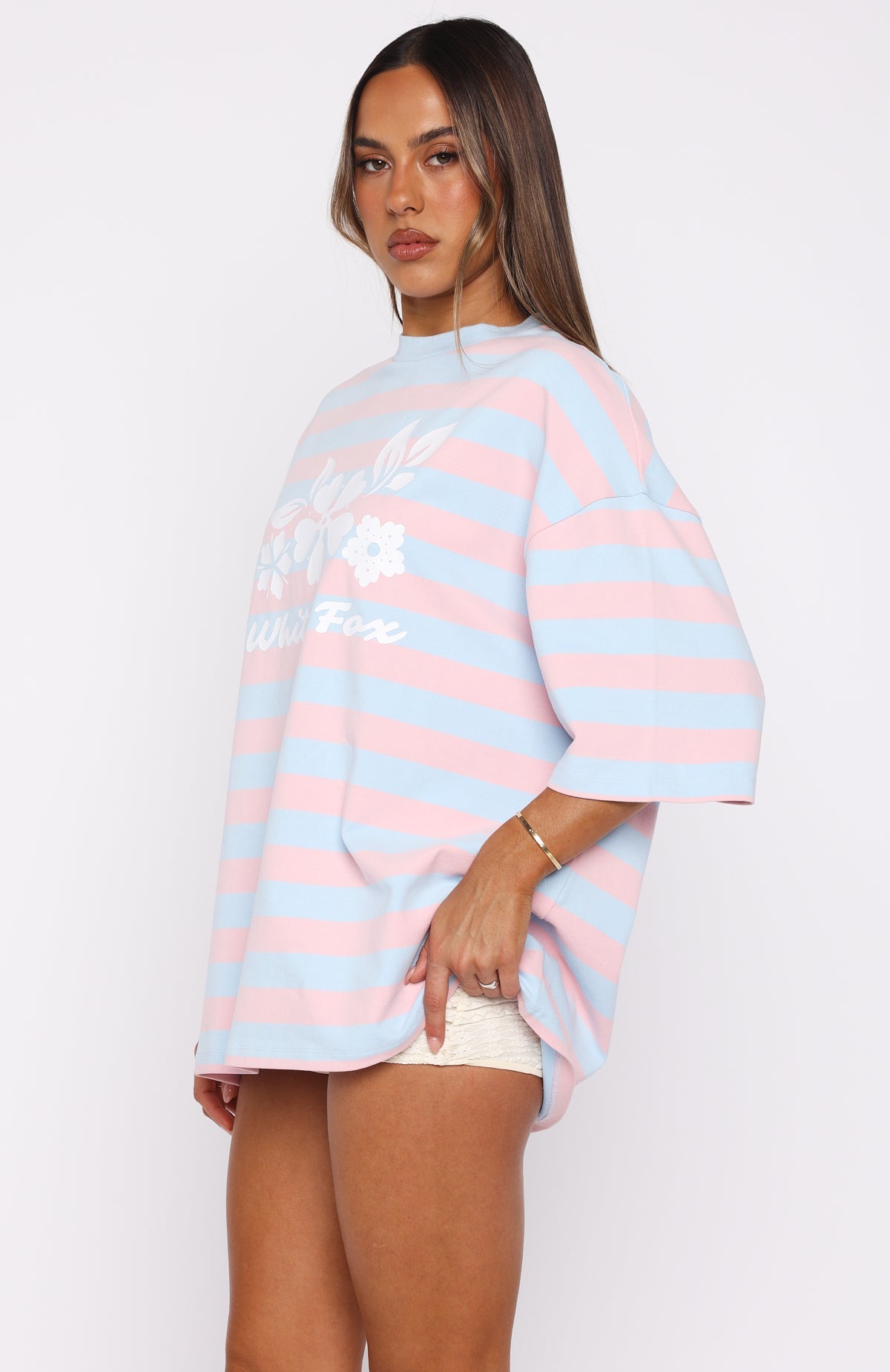 In The Valley Oversized Tee Blue/Pink Stripe