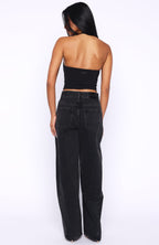 Jessica Mid Rise Barrel Leg Jeans Black Acid