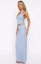 Just Cruisin Maxi Skirt Dusty Blue