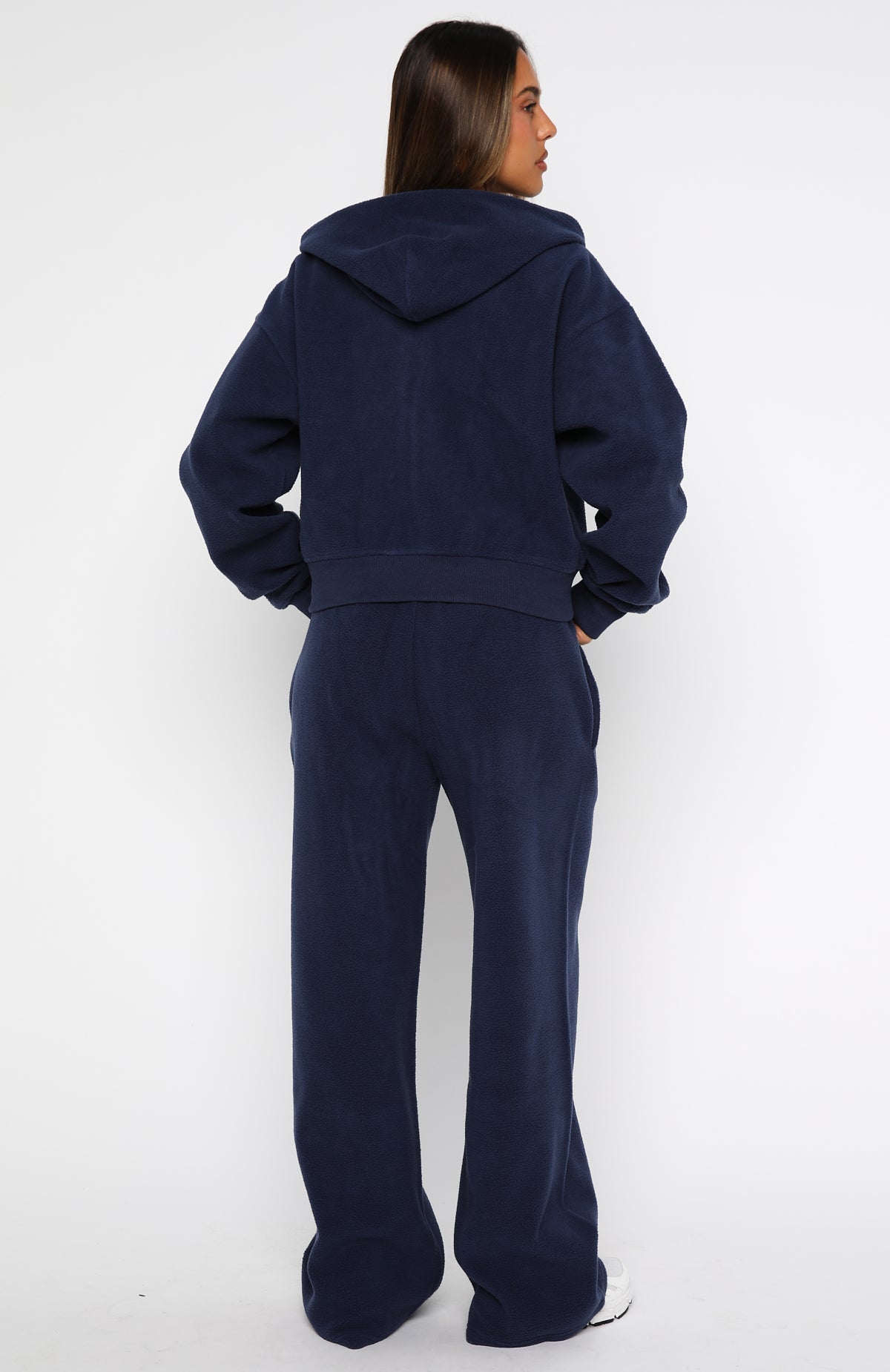 Just For Now Fleece Wide Leg Sweatpants Navy