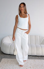 Just My Type Mid Rise Wide Leg Jeans Off White