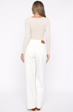 Just My Type Mid Rise Wide Leg Jeans Off White