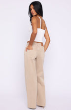Kendall Mid Rise Wide Leg Jeans Sesame Wash