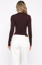 Knew That All Along Long Sleeve Top Dark Chocolate