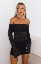 Lady Boss Knit Mini Dress Black