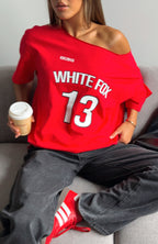 Latest Passion Off Shoulder Oversized Tee Red