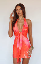 Let's Get Loud Mini Dress Coral Twist