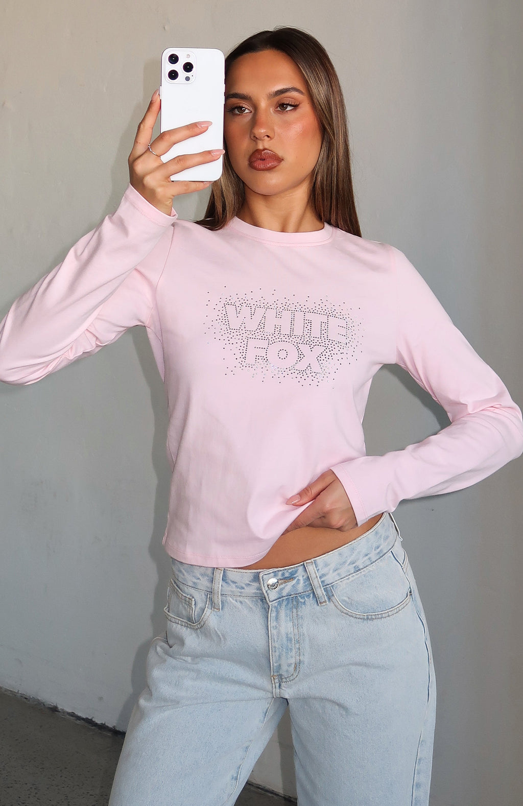 Let's Get Going Relaxed Long Sleeve Baby Tee Pink