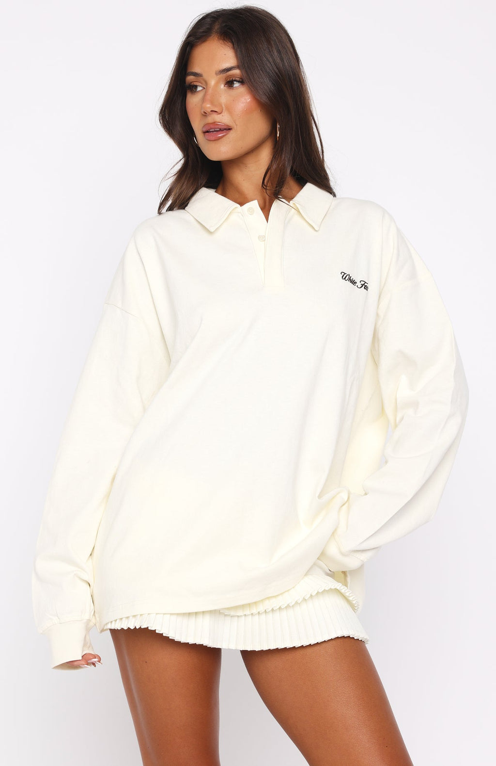 Let's Get Lost Oversized Long Sleeve Jersey Cream
