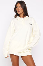 Let's Get Lost Oversized Long Sleeve Jersey Cream