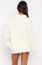 Let's Get Lost Oversized Long Sleeve Jersey Cream