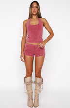 Lost Souls Halter Top Washed Maroon