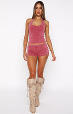 Lost Souls Booty Shorts Washed Maroon