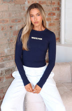 Love Addiction Long Sleeve Baby Tee Navy