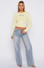 Love Addiction Long Sleeve Baby Tee Butter Yellow