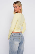 Love Addiction Long Sleeve Baby Tee Butter Yellow