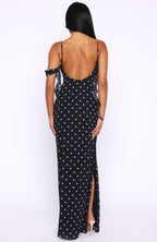 Love Blossoms Maxi Dress Black/White Polka Dot