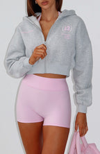 Love For The Game Cropped Zip Hoodie Dark Grey Marle