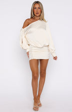 Love Letter Long Sleeve Mini Dress Off White