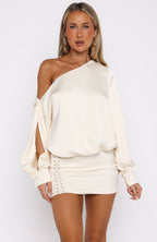 Love Letter Long Sleeve Mini Dress Off White