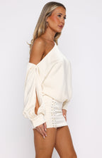 Love Letter Long Sleeve Mini Dress Off White