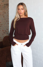 Love On Lock Long Sleeve Top Chocolate