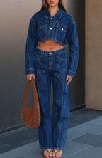 Did You Miss Me Mid Rise Straight Leg Jeans Dark Blue