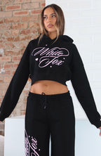 Love You Regardless Cropped Zip Front Hoodie Black