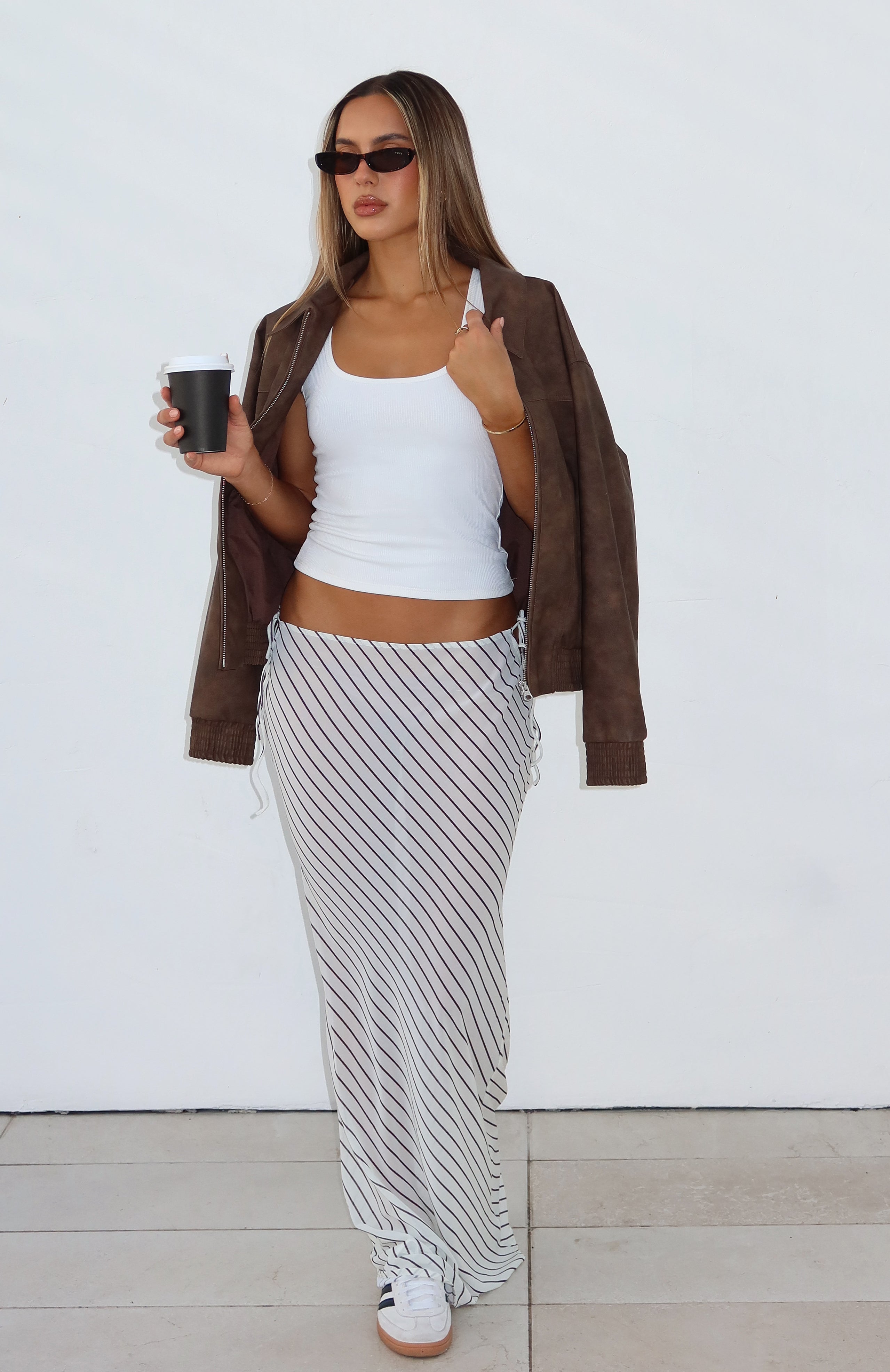 Luminous Maxi Skirt Cream/Choc Stripe