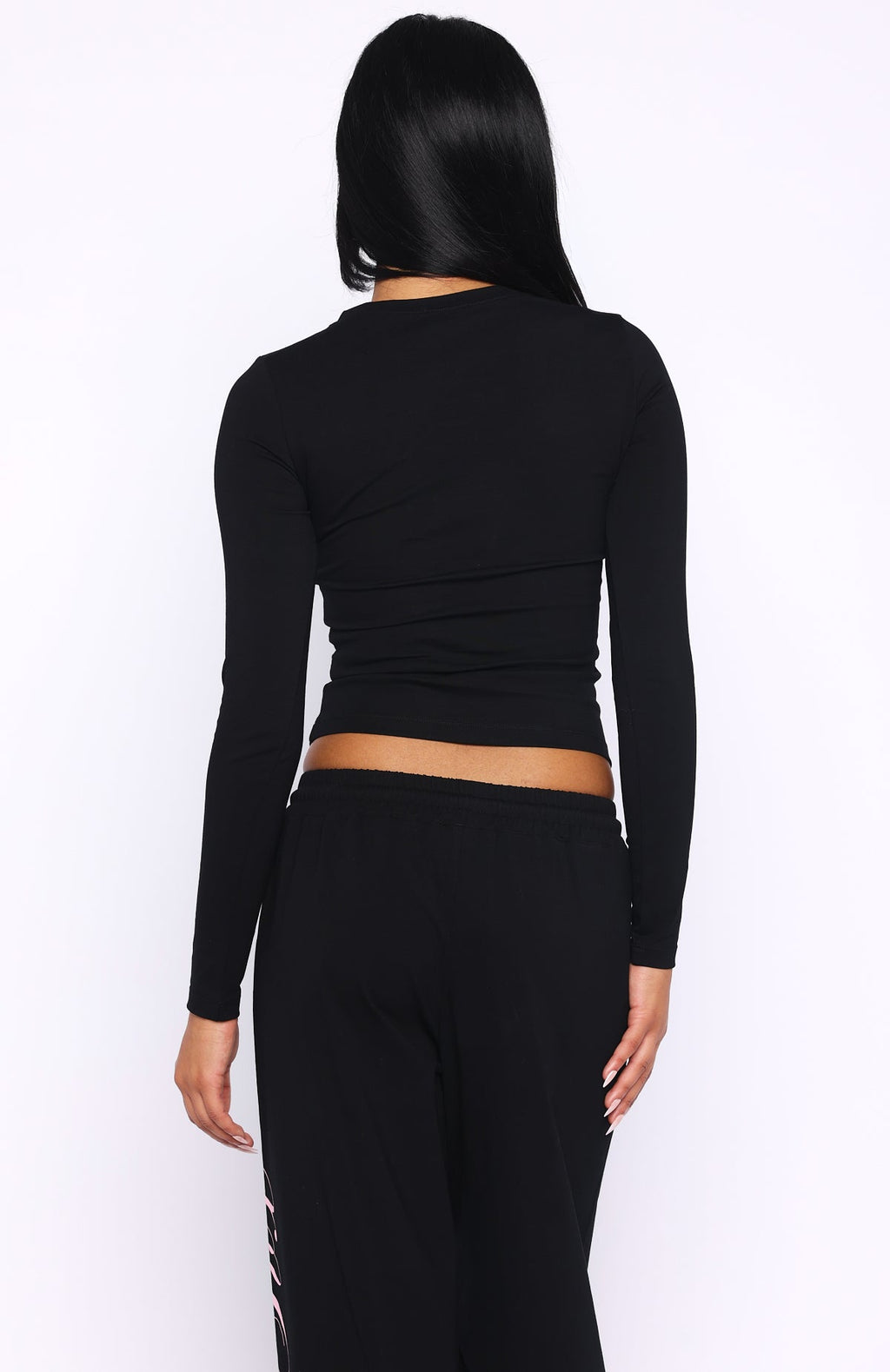 Luxurious Girl Long Sleeve Baby Tee Black