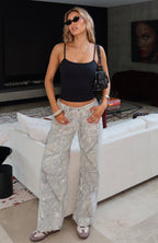 Maeve Low Rise Wide Leg Jeans Sand Camouflage