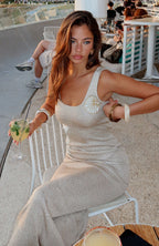 Marine Mist Sequin Knit Maxi Dress Champagne