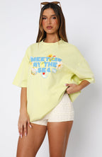 Meet Me By The Sea Oversized Tee Lime