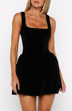 Midnight In Paris Velvet Mini Dress Black