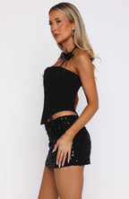 Mirrorball Mood Sequin Mini Skirt Black