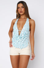 Missed Your Chance Halter Top Blue Shell