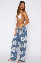 Jeanie Low Rise Wide Leg Jeans Flower Print