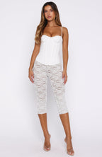 Vibe With Me Lace Capri Pants White