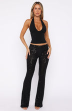 Moonlit Vows Beaded Pants Black