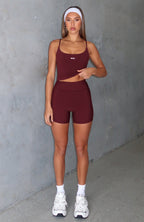 Keep Up High Waisted Shorts 4 Merlot